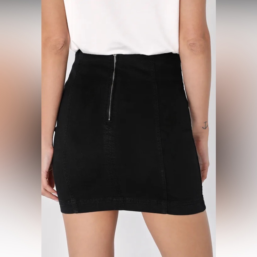 Modern Femme Washed Black Denim Mini Skirt